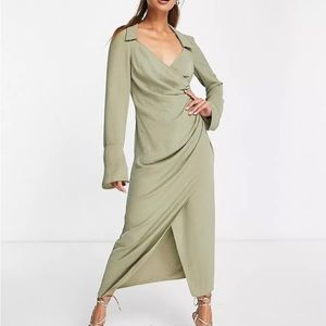 Asos olive green wrap dress NEW